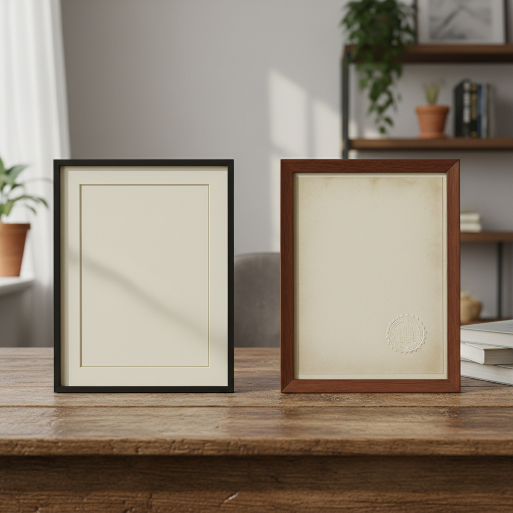 Comparison of free and paid online course certificate documents side by side on a desk